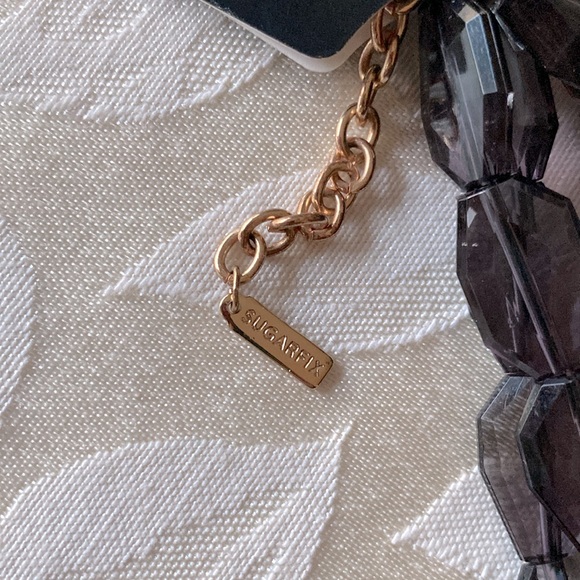 Pearl Luster plated glass clear bead 4 strands polygon gray 14-16-18-22 long - Picture 12 of 12